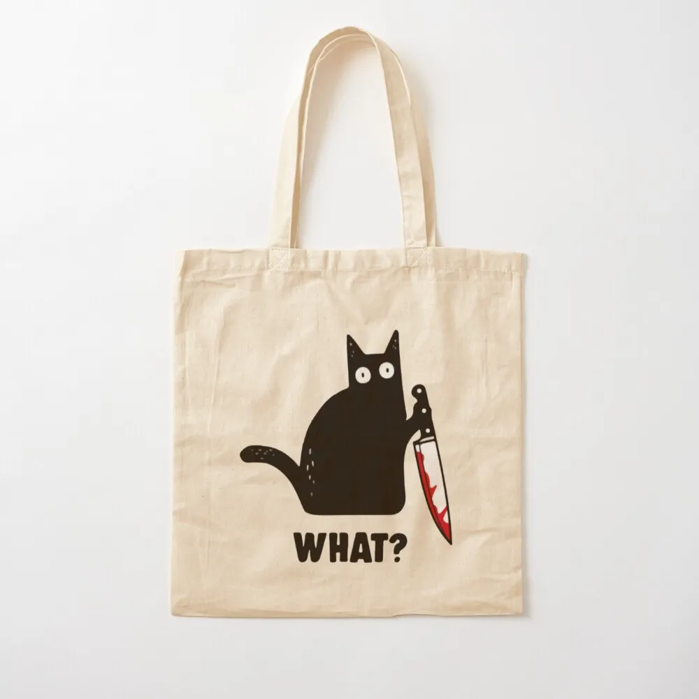 Black Cat What Knife T-ShirtBlack Cat With Knife Red Blood What Tote Bag shopper bag women Beach bag woman shopping