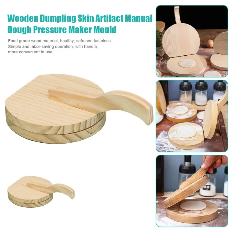 Solid Wood Dough Press Tool Quick Easy Dumpling Skin Presser Home Dumpling Wrapper Skin Making Mold Kitchen Pastry Baking Tools