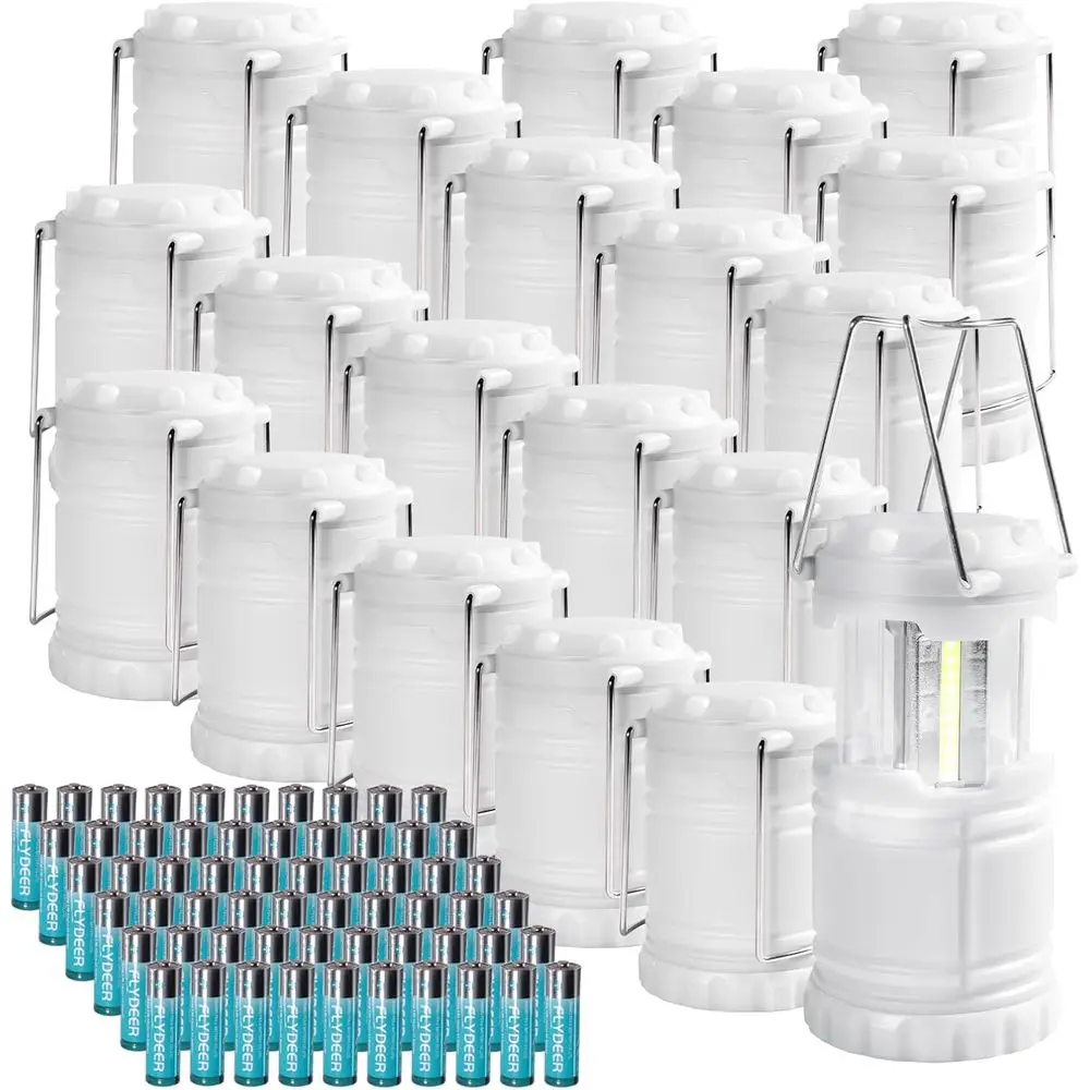

LED 20 Pack Glow-in-The-k Camping Lanterns Battery Powered (Includes 60 AA Alkaline Batteries) 350 Lumens IPX4 Water Resistant L
