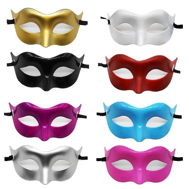 Donna Uomo Maschera da travestimento da gentiluomo sexy Maschera da ballo Puntelli per feste di Halloween Maschera retrò bianca nera Mezza faccia in plastica Cosplay