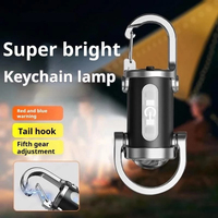 Mini Portable Flashlight, Keychain Design, Red And Blue Flashing Light, LED Side Light, 5 Lighting Modes Flashlight,Pocket Torch
