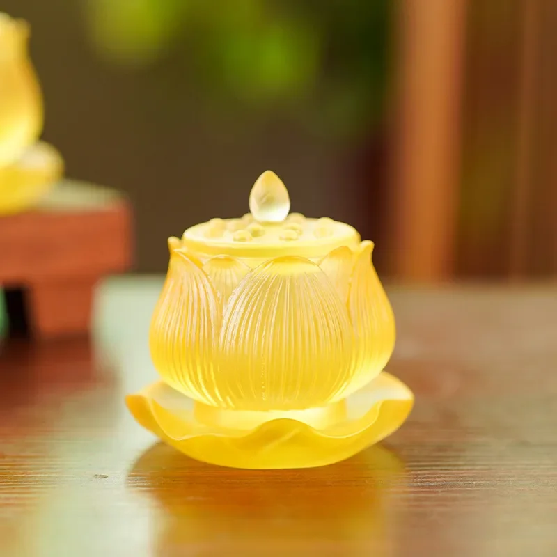 Golden Glazed Ceramic Holy Water Cup for Guanyin Buddha Altar Offering Home Decor Ornament Traditional Chinese Style Vase