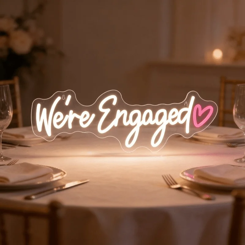 

Neon Sign We're Engaged LED Night Light USB Aesthetic Decor for Home Wedding Party Engagement Celebration Romantic Gift