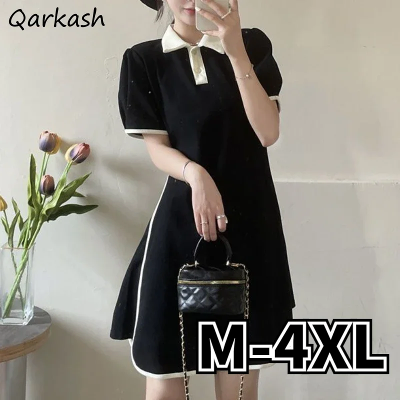 

Женское мини-платье со вставками, кавайное летнее темпераментное женское повседневное винтажное трапециевидное эстетичное платье, основная нежная классическая одежда