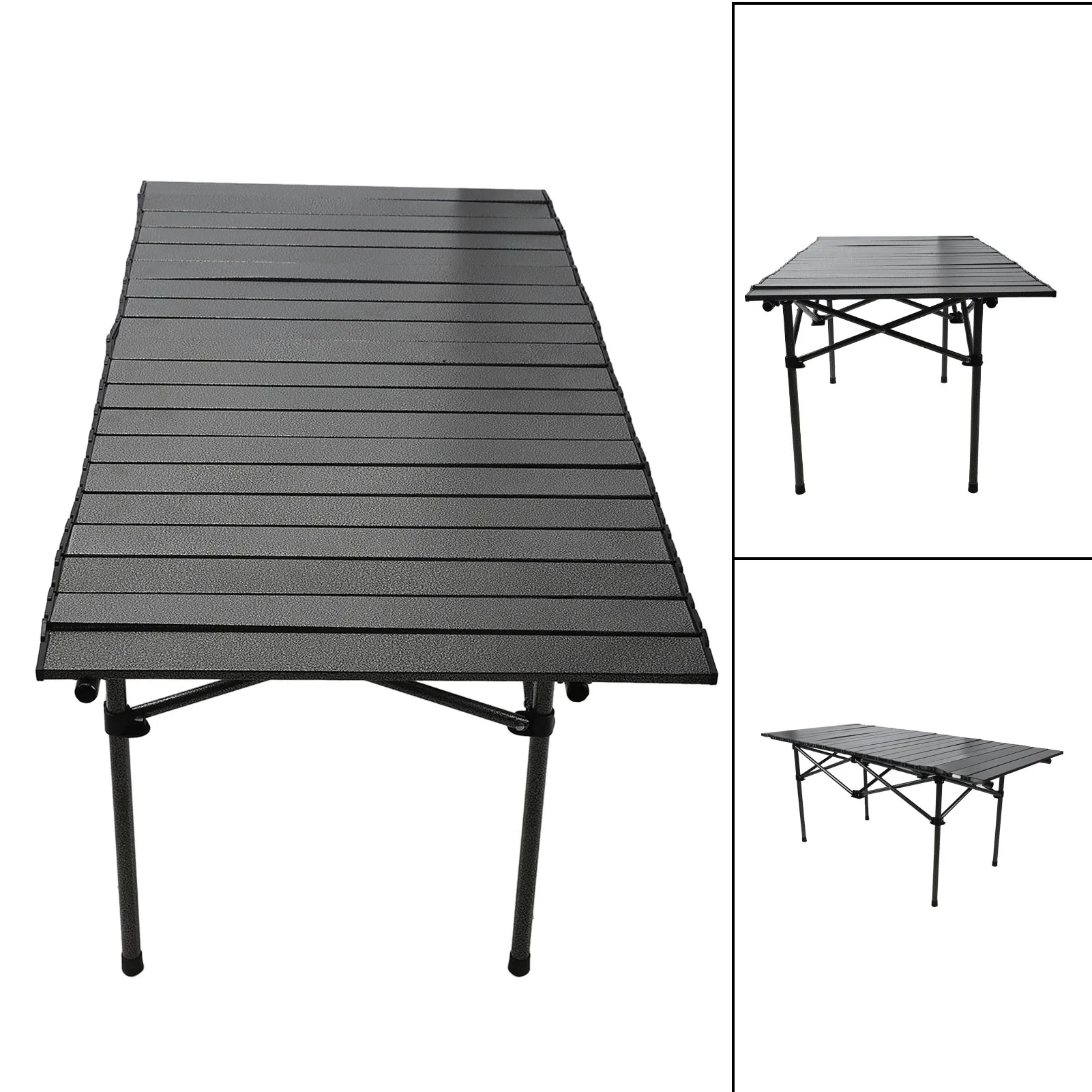 

Black 47.24 inch Outdoor Folding Portable Picnic Camping Table Carbon Steel Material Strong Load Capacity Long Term Use