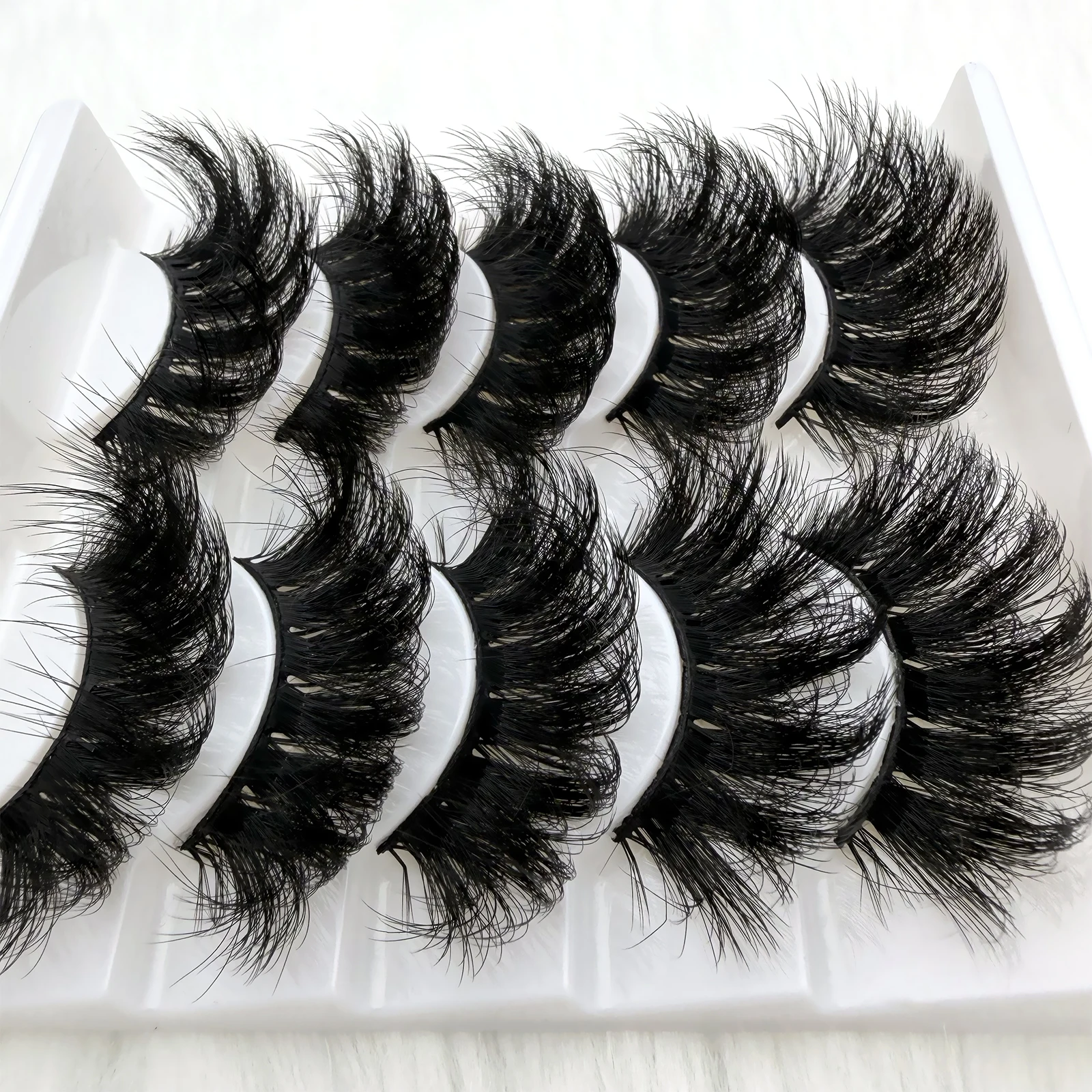 5 Paar künstliche Nerz-Wimpern, dramatisches Volumen, dicke Wimpernverlängerung, flauschige natürliche falsche Wimpern für Bühne, Cosplay, Party, Make-up