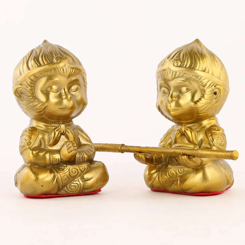 Brass Sun Wukong Monkey King Craftsmanship Fighting Buddha Statue Full Copper Monkey Car Ornament