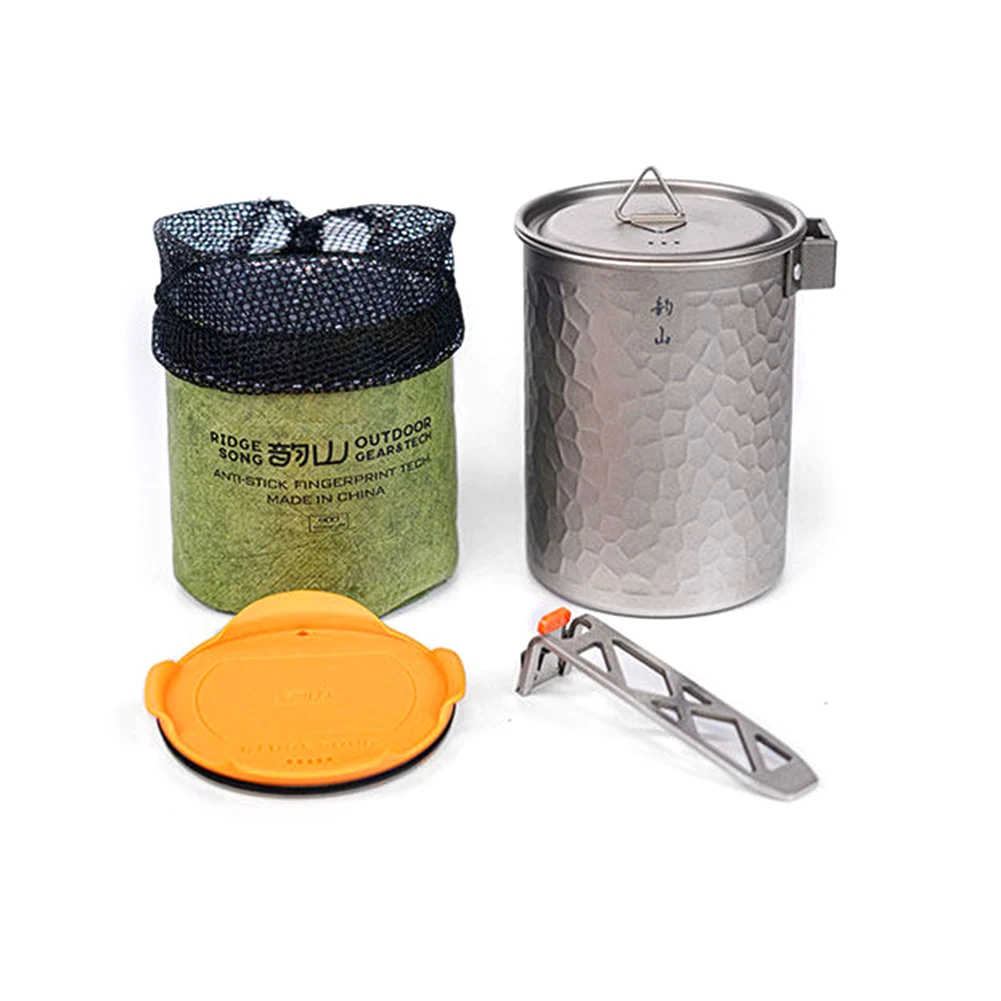 

Титановая кованая походная кастрюля для туризма и кемпинга - с фильтром для чая, для кипячения воды, приготовления супов и заваривания кофе