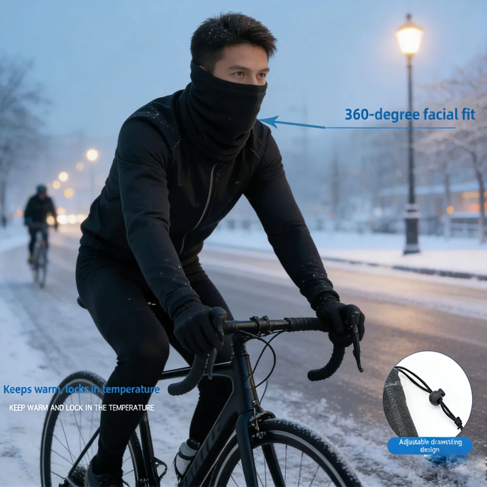 

Cycling Neck Gaiter Fleece Multi Functional Thermal Drawstring Neckerchief Winter Outdoor Sports Scarf Hat Replace Accessories