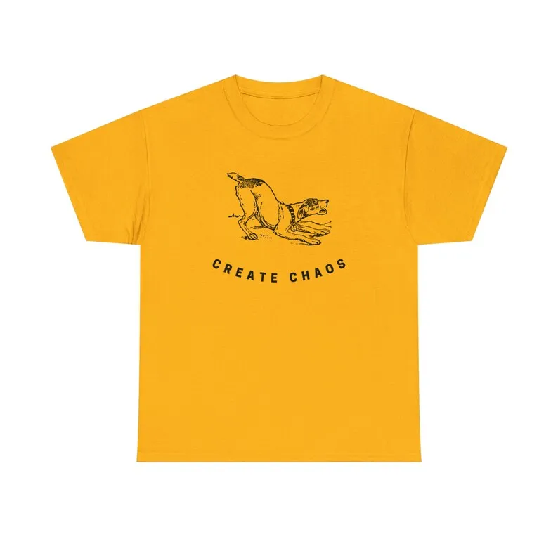 Create Chaos | Hardcore Barking Dog Graphic T Shirt | Chaotic Growling Dog Unisex Heavy Cotton Tee