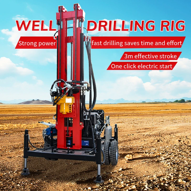 Rig Pengeboran Batu Multifungsi untuk Sumur Air, Penggerak Empat Roda, Rig Pengeboran Sumur Air Besar