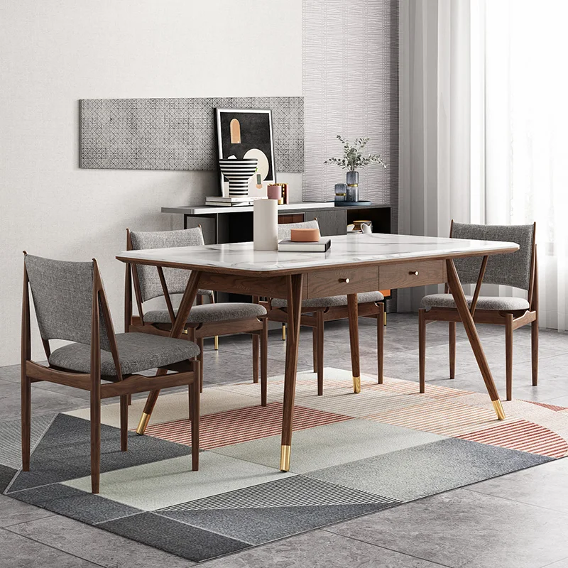 

Modern Minimalist Restaurant Rectangular Dining Table Nordic Dining Tables and Chairs Set