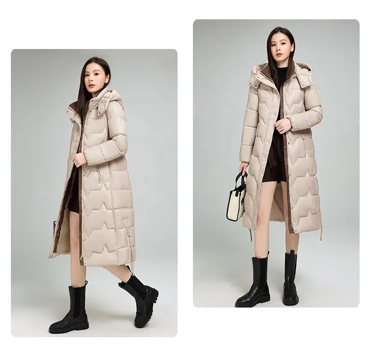 Female Long Down cotton Jacket 2026 Autumn Winter New Fashion Thicken Hooded Coat Women's Windproof Puffer Long Parka Overcoat