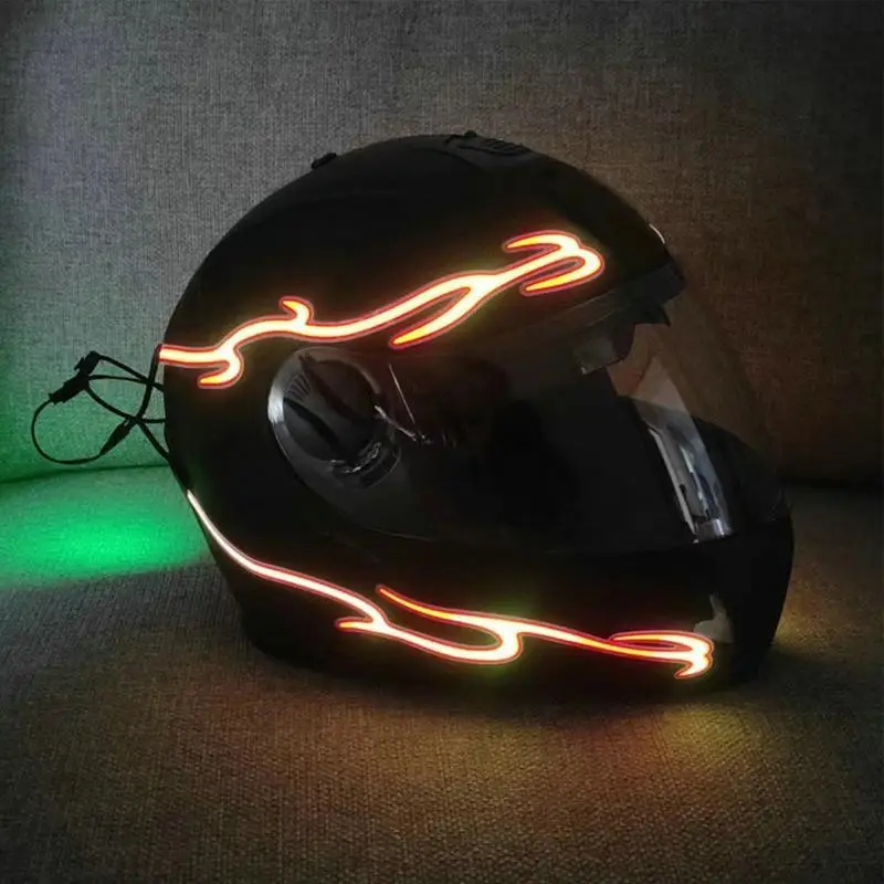 4 in 1 Motorcycle Helmet LED Cold Light Waterproof Strip Sticker Flashing Warning Lights Night Riding Signal Helmet Accessories