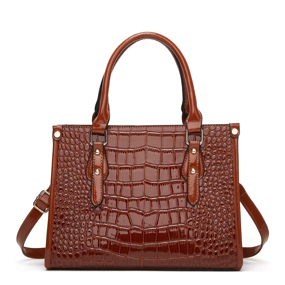 

Luxury 2025 Women's Shoulder Bag, Retro Crocodile Pattern Top Handle Purse, Multi-Functional Casual Shopper with Zipper Pocket​