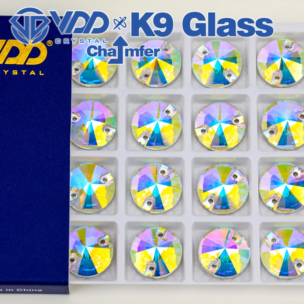 VDD Rivoli Mehrere Farben Top Qualität K9 Glas Nähen Auf Strass Kristall FlatBack Nähen Steine Für DIY Kleidungsstück Hochzeit Kleid – Detail 8