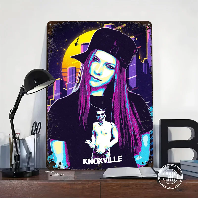 Avril Lavigne Retro Art 3D Texture Metal Poster Customized Wall Art Tin Sign Gift for Mancave Vintage Home Decor Ornaments Items