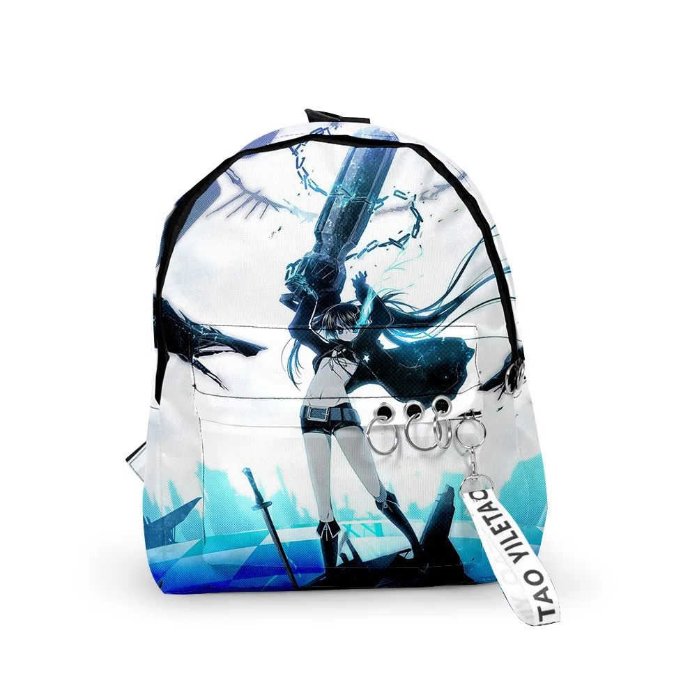 Harajuku Novelty Black Rock Shooter Backpacks Boys/Girls School Bags 3D Print Keychains Oxford Waterproof Cute Small Backpacks