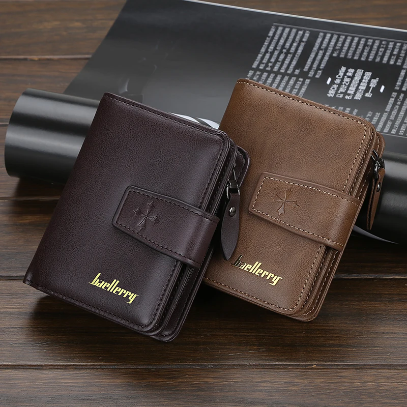 Trendige Herren-Geldbörse mit Schnalle, kurze Geldbörse im schlichten Street-Style, modisches Herren-Accessoire mit mehreren Kartenfächern, multifunktionale Herren-Geldbörse mit großem Fassungsvermögen. – Detail 16