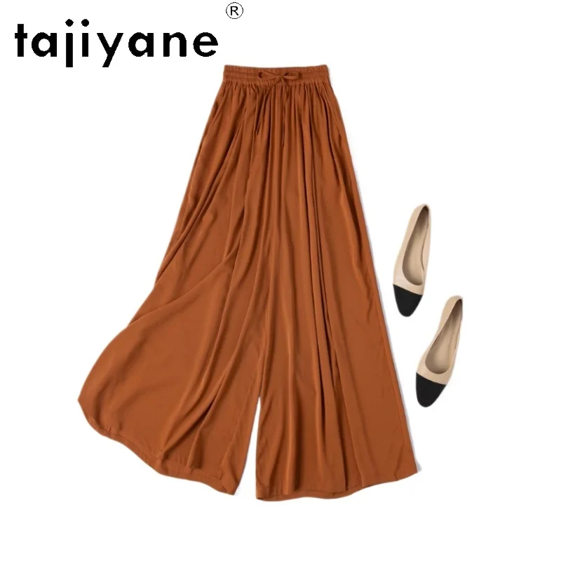 

TAJIYANE 100% Mulberry Silk Pants Fashion Casual Baggy Pants Summer Real Silk Wide Leg Trousers 2025 Woman Clothing Pantalones