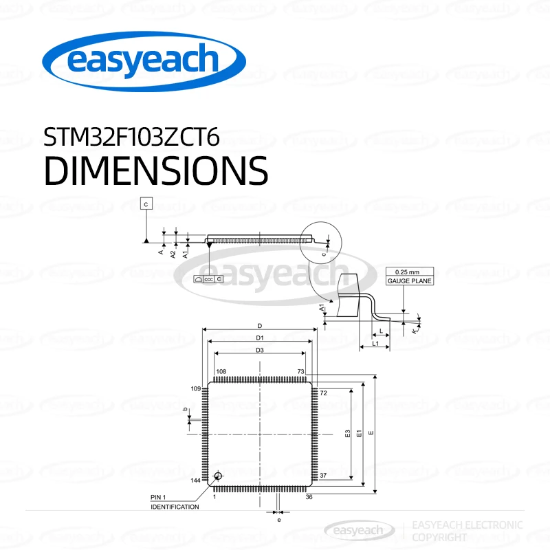 STM32F103ZCT6 STMicroelectronics LLQFP-144 ARM Cortex-M3 32 بت متحكم MCU متحكم صغير