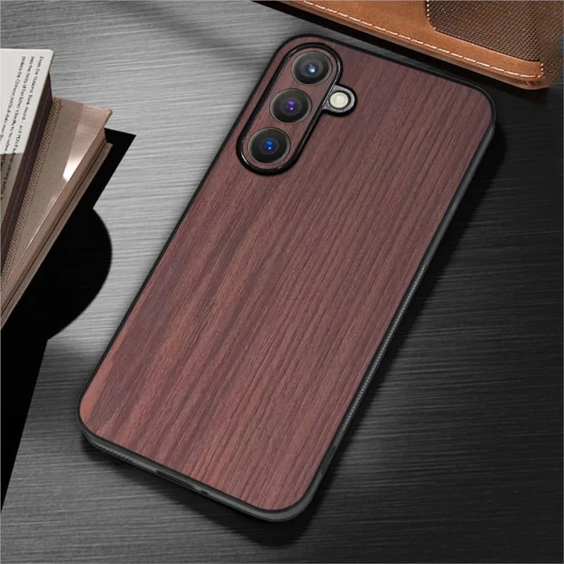 Leather Case For Samsung Galaxy S23 FE Wear Resistant Wood Pattern Cover For Samsung S23FE Case