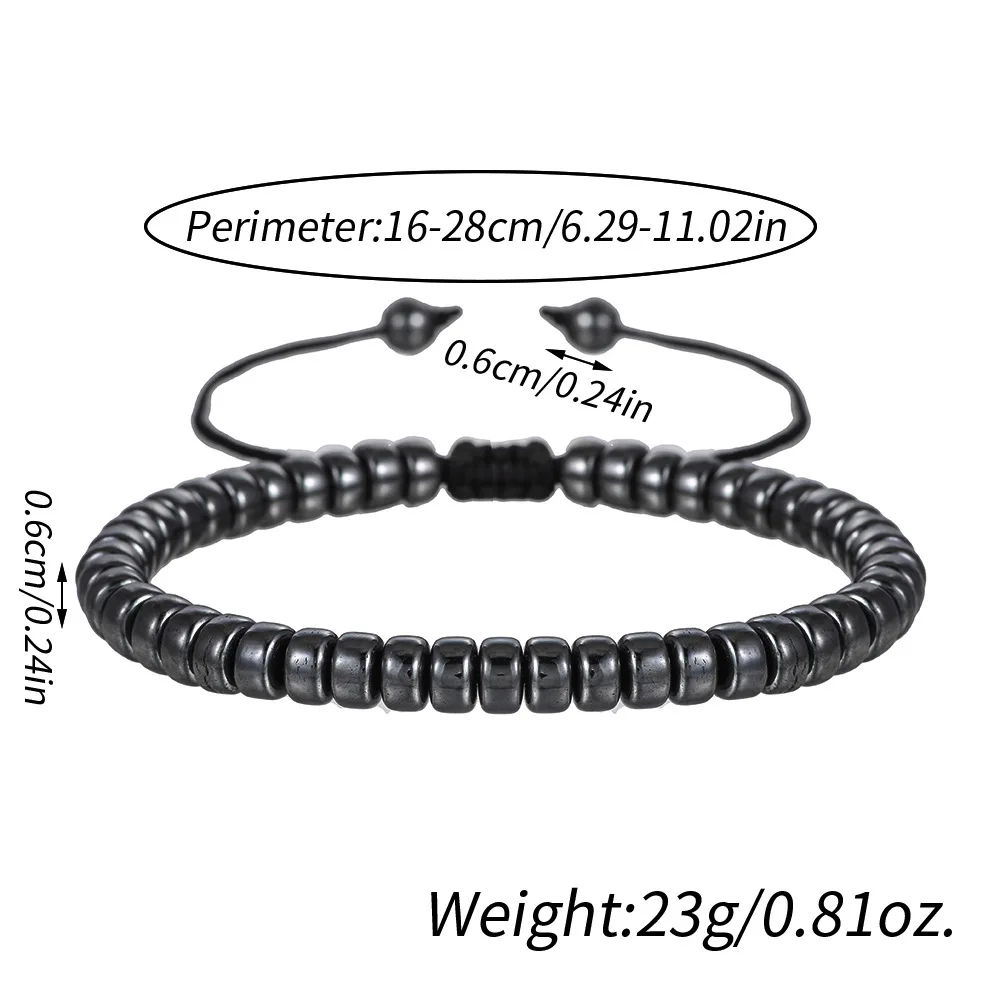 Classical Black Hematite Adjustable Bracelet Women Men Healing Irregular Beads Bracelets Health Care Loss Weight Braided Jewelry image 5