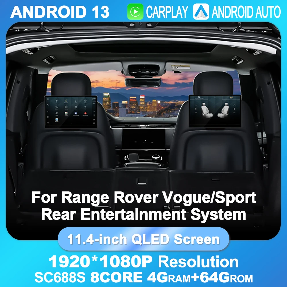 

11,4-дюймовый монитор заднего сиденья Android, экран подголовника для Land Rover Executive Vogue L405 Land Rover Sport L494, мультимедийный плеер