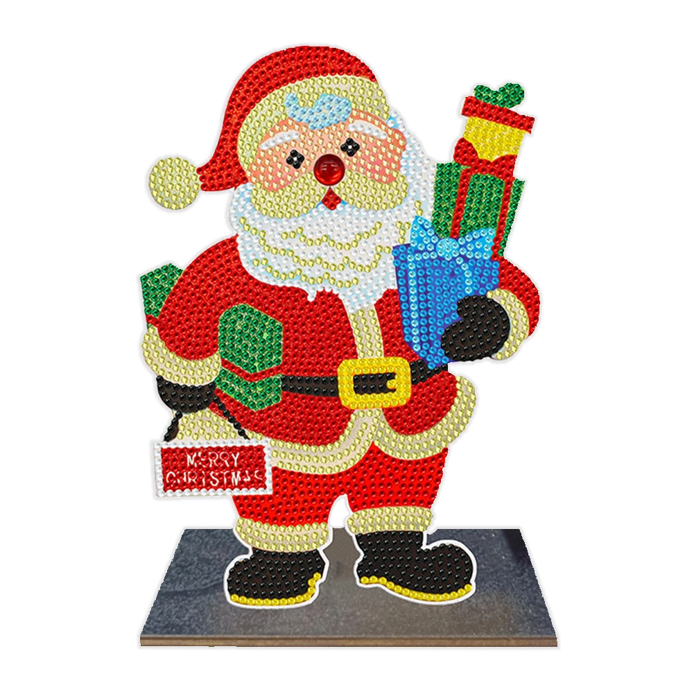 2D/フラット木製クリスマス DIY ダイヤモンド塗装卓上装飾品キットダイヤモンド塗装デスクトップ装飾大人初心者