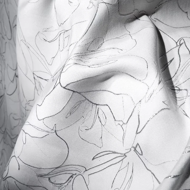 Retro Jacquard Fabric White Base Silver Thread Shiny Silk Gown Handmade Sewing DIY Designer Craft Material Textured Decoration