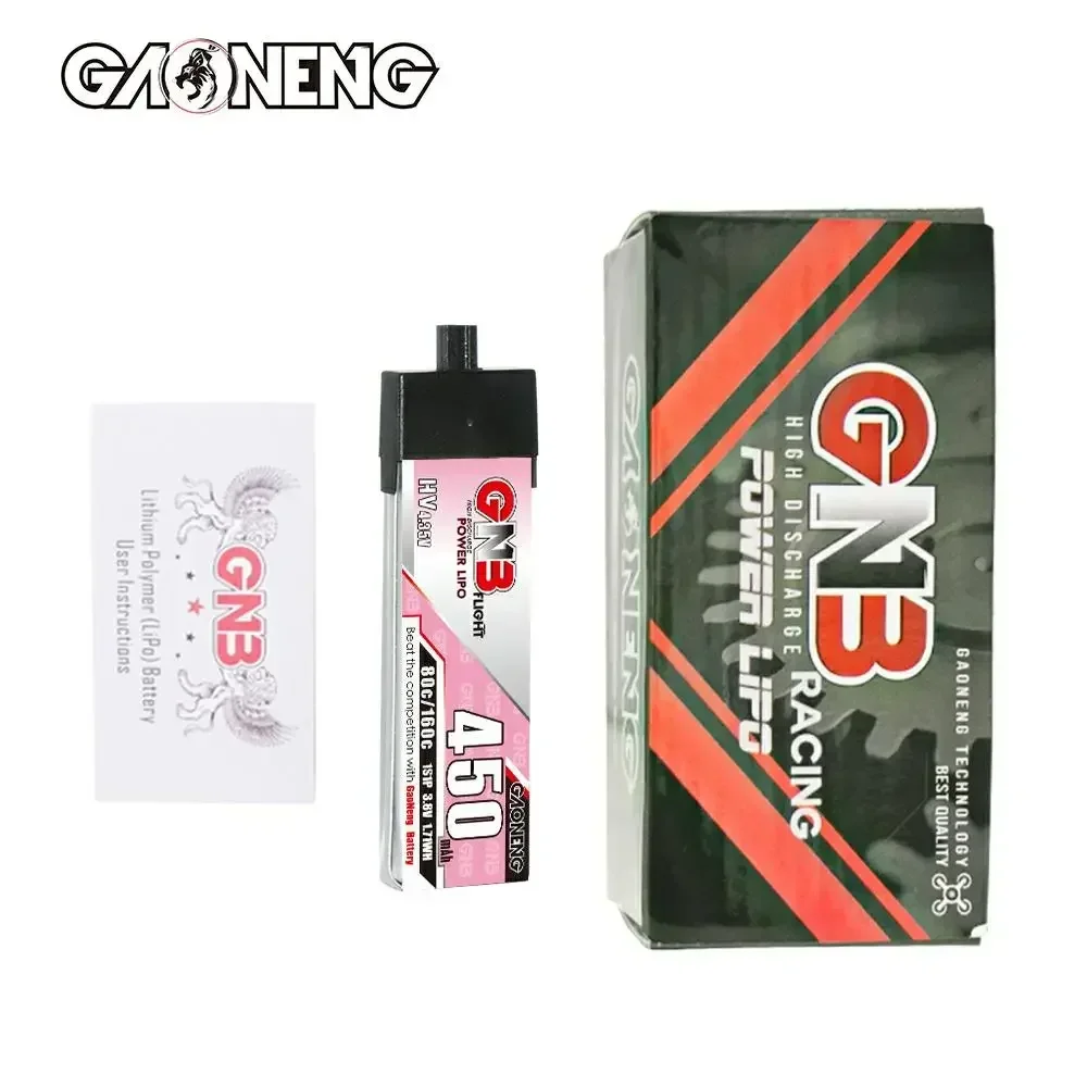 6PCS GNB 450mAh 1S 3.8V 80C HV 4.35V Lipo Battery With High Current A30 Plug For RC FPV Drone DIY Parts VS BETAFPV BT2.0