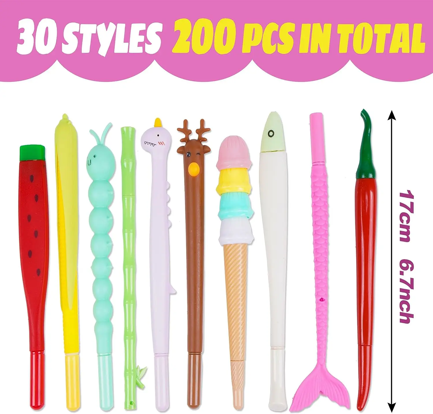 150 Pcs Mixed Cartoon Fun Gel Pens CuteNovelty Gel Ink Pens Writing Tools Kids Office School Supplies Assorted Style