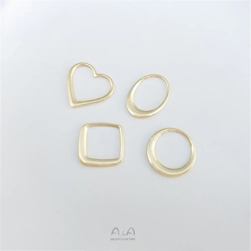 14K gold diy geometric frame hand made accessories peach heart round oval diamond earrings and rings