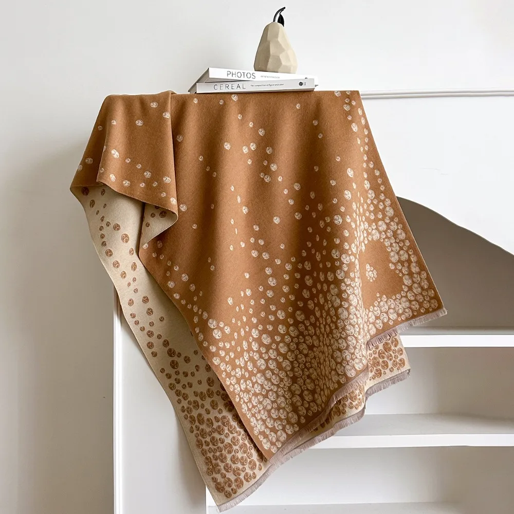 

Универсальные шарфы из искусственного кашемира, ветрозащитные элегантные шарфы-пончо, теплый зимний шарф с узором в горошек на осень-зиму