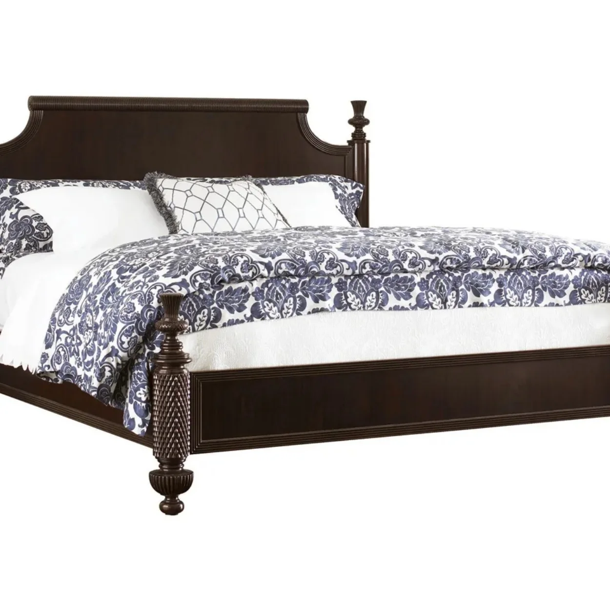 # Solid Wood Classic Poster Bed with High-Post Canopy Handcarved Traditional Design Adjustable King Size for Bedroom Wall Bed
