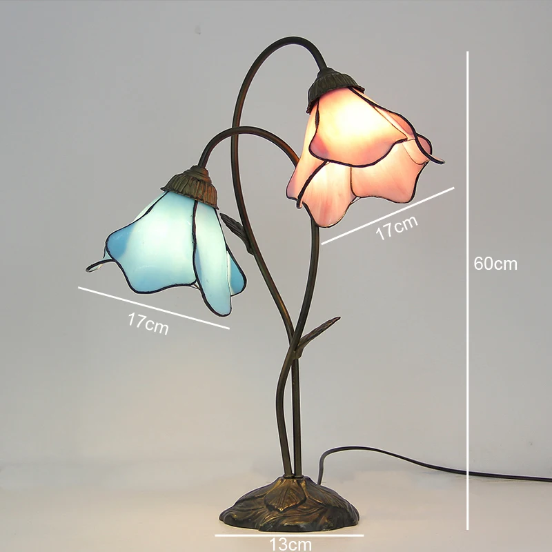 Tiffany Stained Glass Table Lamps for Living Room Bedroom Flower Desk Lamp Mediterranean Vintage Stand Light Fixtures Home Decor image 6