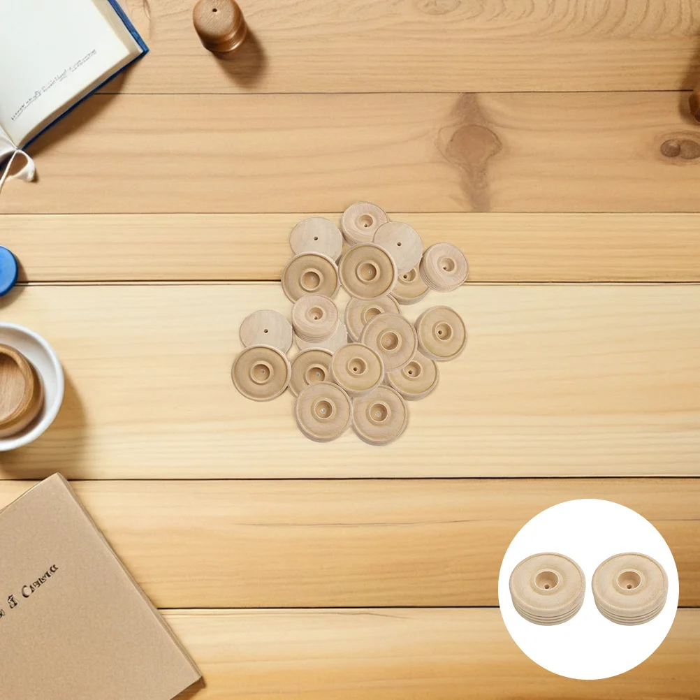 

30Pcs Solid Wood Small Wheels DIY Handmade Crafts Supplies Kids Craft Accessories Loose Parts Mini Wheel Decor