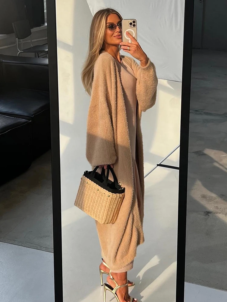 ByeMyLove Nepbont Gewaad Jas Gewaden Dames Winter Warm Vest Met Lange Mouwen Elegant Casual Over Size Bovenkleding Trending