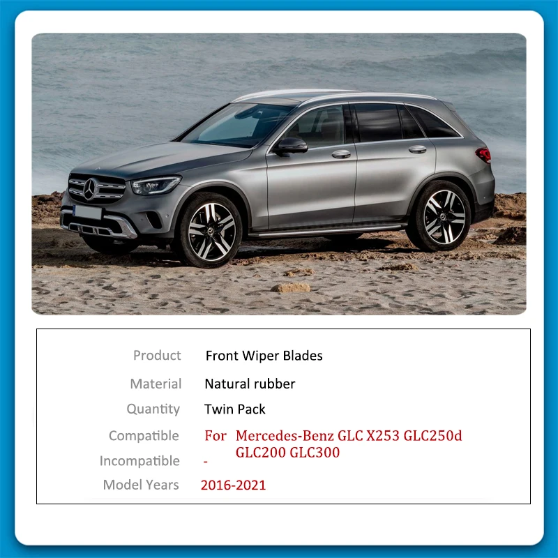 Para Mercedes Benz GLC X253 2016 2017 2018 2019 2020 2021 GLC250d GLC200 GLC300 lâminas de limpador dianteiro escovas limpeza pára-brisas acessórios