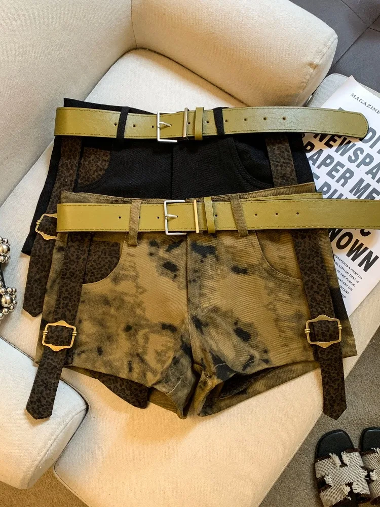 Low Waist Leopard Print American Hot Girl Design Jeans Shorts Women Summer New Loose Slim Straight Leg Pants Hot Shorts
