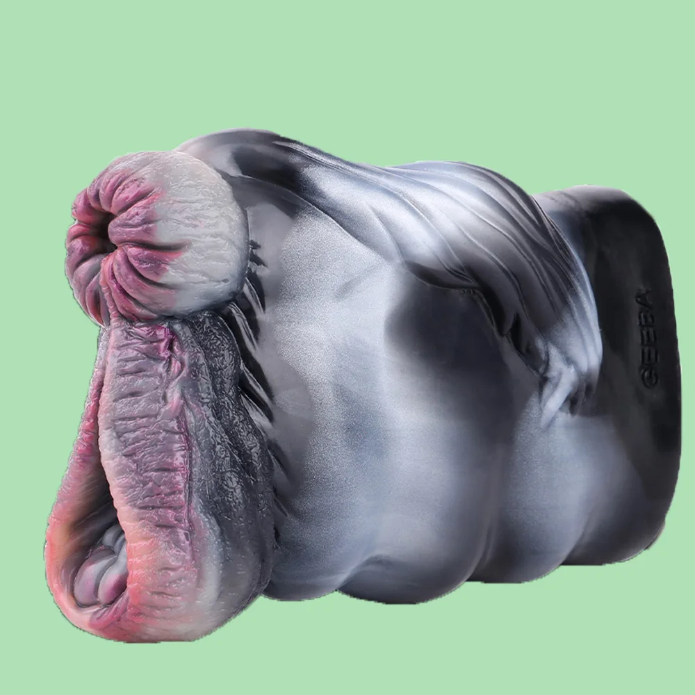 GEEBA Dual Hole Realistic Horse Male Masturbator Lifelike Animal Male Pocket Pussy Stroker Soft Silicone Sex Toy For Men Onahole