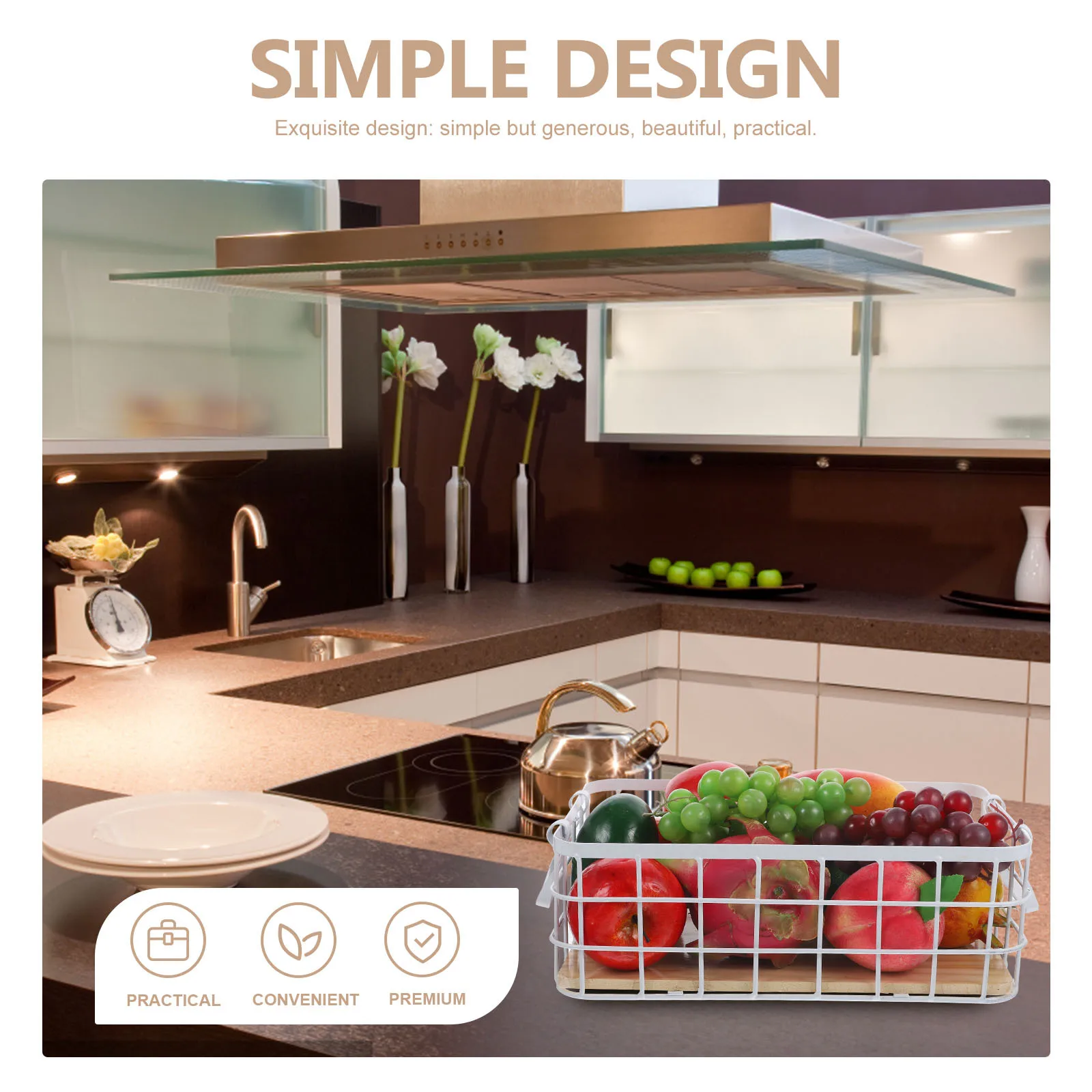 

Metal Storage Wire Basket Kitchen Organizer Iron Fruit Vegetable Sundries Holder Simple Design Multi-Functional