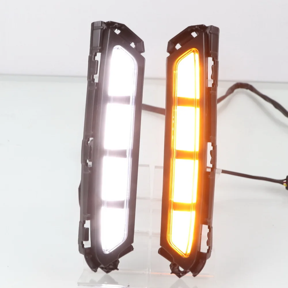 July King Car Daytime Running Lights Compatible for Hyundai Elantra 2019 2020, 6000K LED Front Bumper DRL + Yellow Turn Signals