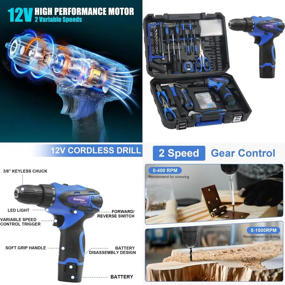 

Полный набор инструментов для дома из 261 предмета с аккумуляторной дрелью 12 В и аксессуарами для самостоятельных ремонтов и проектов