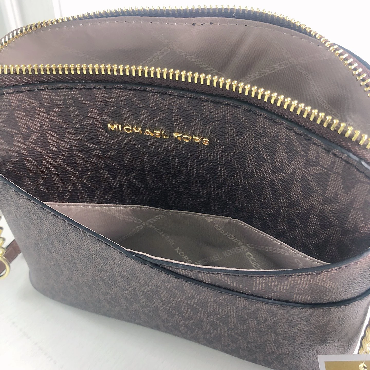 Michael Kors Women's Classic Fashion Shoulder Bag Retro Shell Shape Leather Double Layer Crossbody Bag Handbag Ladies' Gift