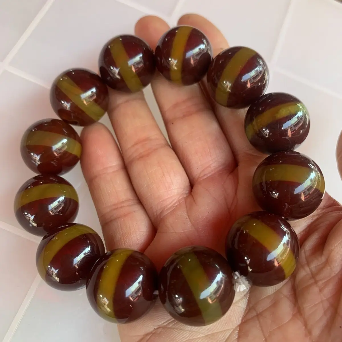 Pure natural agate 20mm men's high-end landscape bracelet
