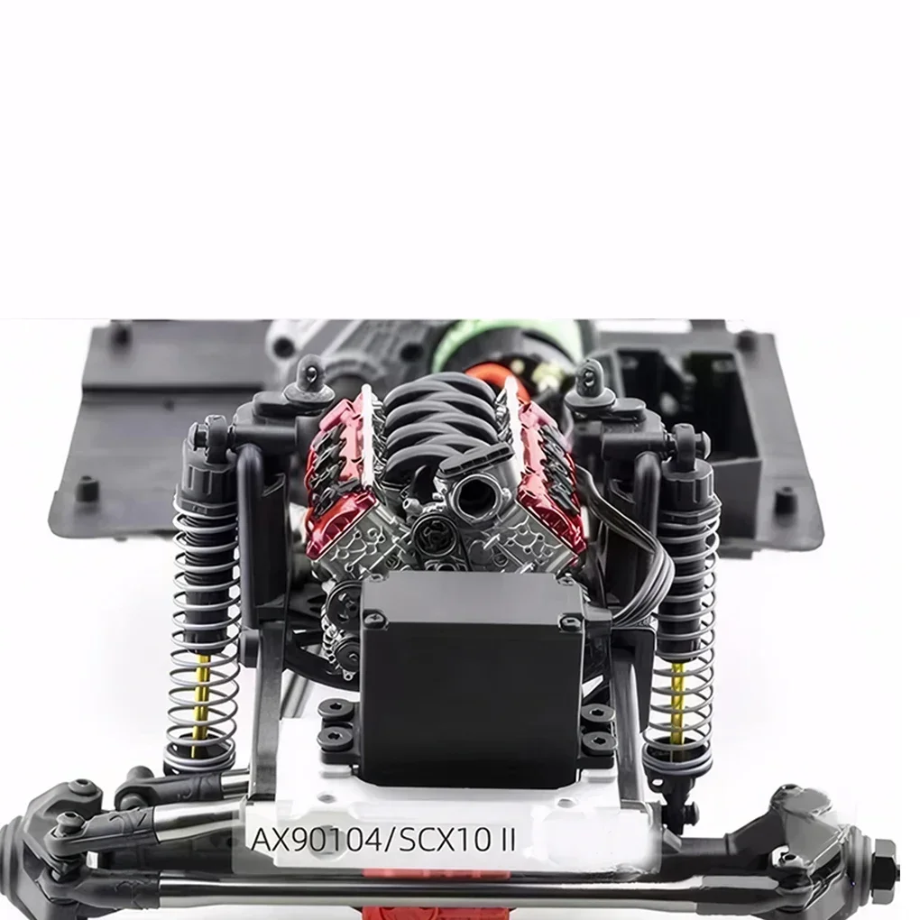 Supercharging MAD V8 Engine Internal Combustion Model Assembly Kit RC Full Simulation Engine Suitable for RC Car SCX10 II Capra