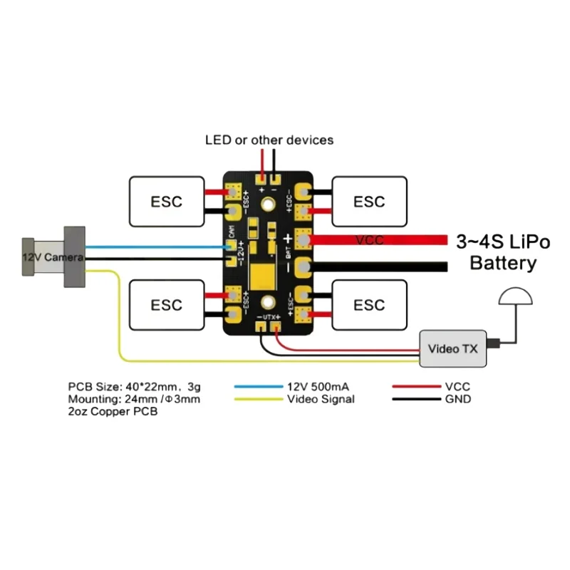 Mini PDB Power Distribution Electric Board With 12V Linear Voltage Regulator DIY for QAV250 FPV Quadcopter Multicopter Drone