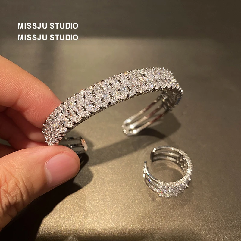 Lingzhi Wu Full Of Zircon Bracelet Hand Decoration Brief All Match Wedding Luxury OPening New Arrive