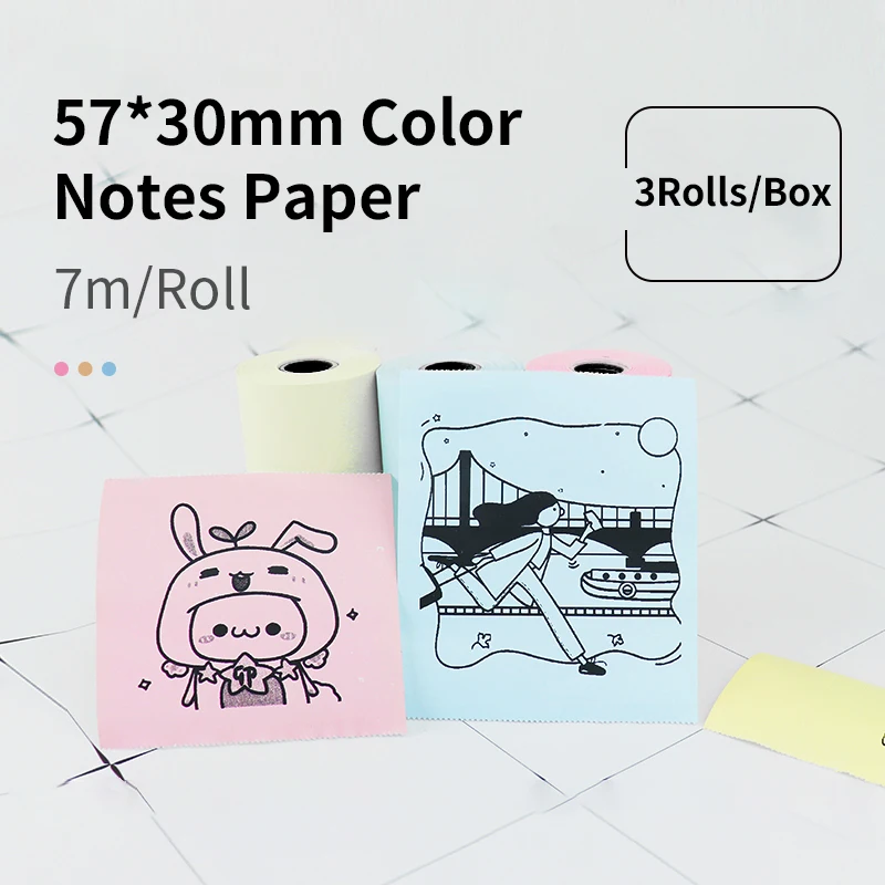 High Quality 57*30mm 10 Years Sticker Label Receipt Thermal Paper Roll For Peripage Paperang Mini Pocket Photo Notes Printer